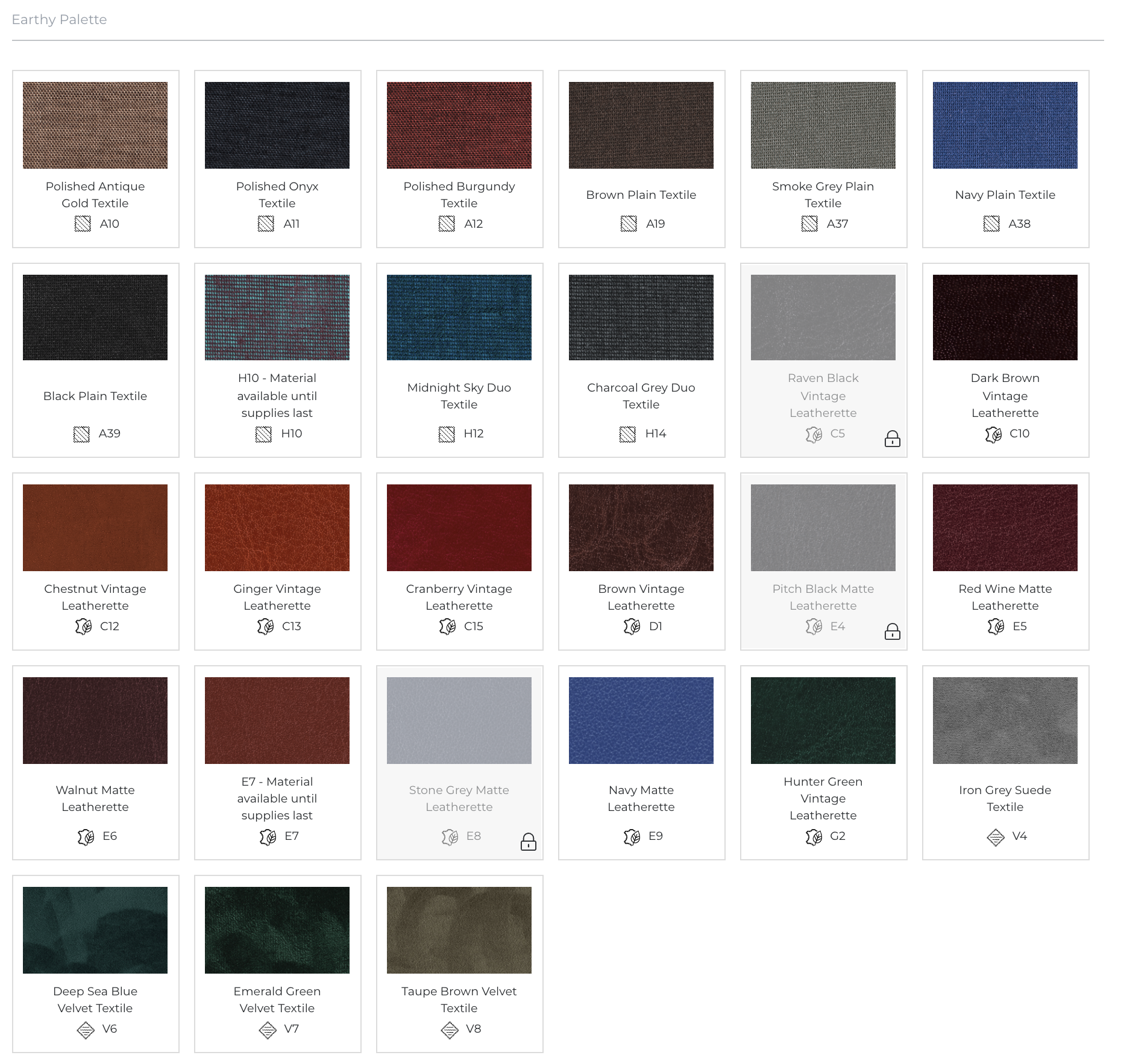 Folio box Earthy palette colour choice