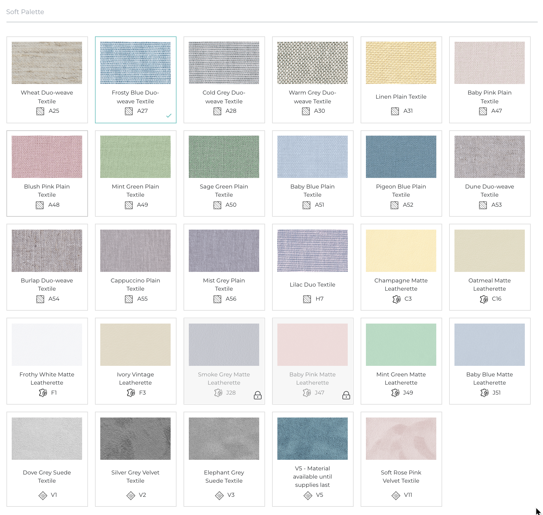 Folio box soft palette colour choice