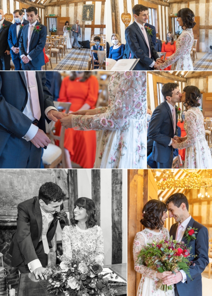 Bride and Groom getting amrried in the Black price room at Cheylesmore Manor House